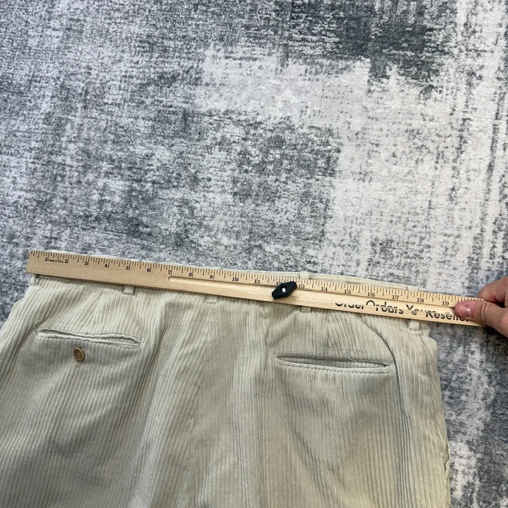 VTG Lands End Corduroy Pants Mens Fits‎ 36x31 Cream Wide Wale Field Trousers USA